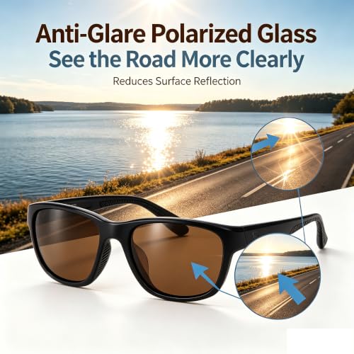 FEOSTCN Blue Polarized Glass Sunglasses UV400 Anti-Scratch Unisex