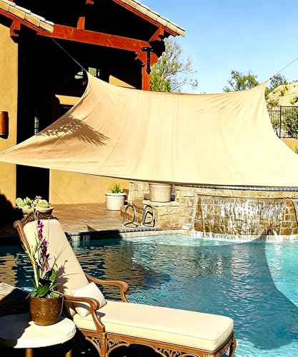 20x20 ft Square Sun Shade Sail - Outdoor Canopy for Patio & Garden, Desert Sand