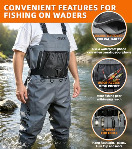 MAOCX M10/W12 Waterproof Nylon PVC Fishing Chest Waders with Bootfoot