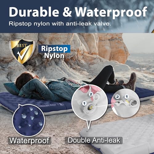 TREKOLOGY Blue Ultra-Light Camping Sleeping Pad 4" Thick, All-Season Insulated Mattress