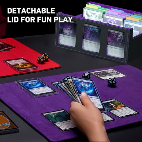 Purple 3-Row Trading Card Storage Box for 2400+ Cards with Dividers & Supports
