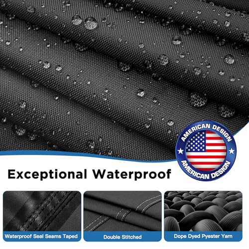 Heavy Duty Waterproof Boat Cover 14-16ft with Windproof Straps & Storage Bag - Black