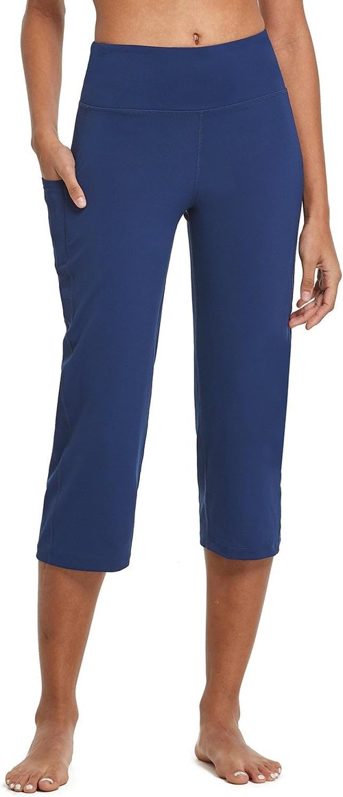 Baleaf Women's Yoga Capri Pants - High Waist Leggings with Pockets for Summer Workouts