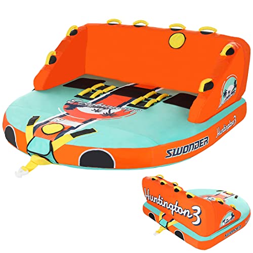 3 Person Towable Water Tube for Boating - Heavy-Duty Inflatable with Dual Tow Points