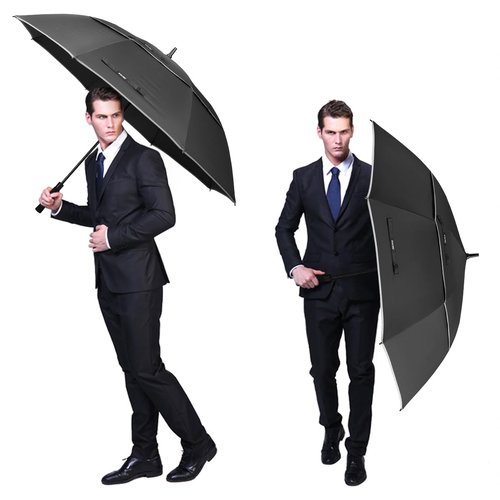 G4Free Windproof Automatic Open Umbrella, Double Canopy with Reflective Stripe