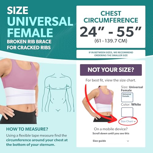 Broken Rib Brace for Women and Men - White Universal Female Rib Support