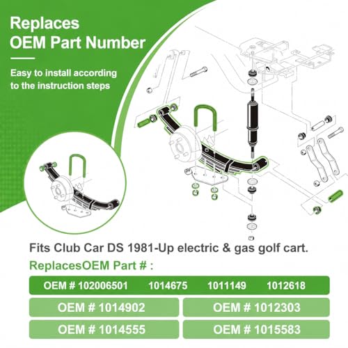 Black 10L0L Golf Cart Rear Leaf Spring for Club Car DS 1981-Up - Heavy Duty 3-Leaf Set