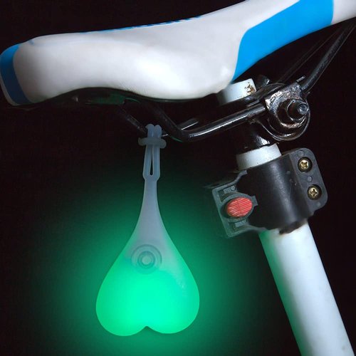 Bike Taillight Cycling Tail Ball Light Silicone Heart Shaped Back Warning LED Outdoor Waterproof Night Egg Lamp Green