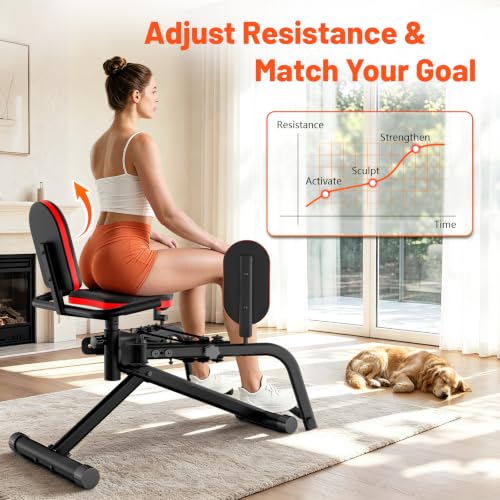 ERGOLIFE 2-in-1 Hip Abductor Adductor Machine Black Red for Thigh & Hip Workout