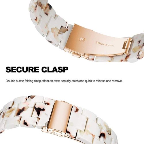 Ayeger Resin Band Compatible with Fitbit Charge 4,Charge 3/3 SE,Women Men Resin Accessory Rose Gold Buckle Band Wristband Strap Blacelet(Nougat White)