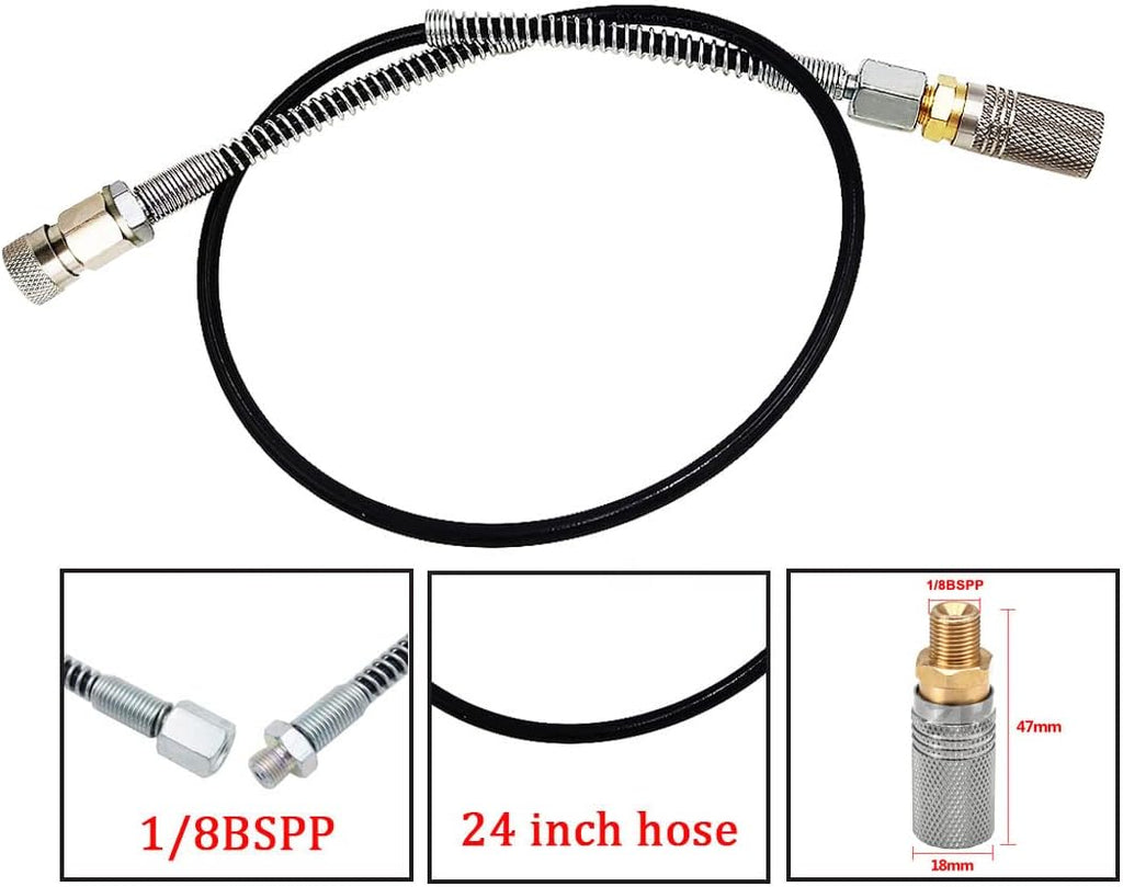 Skiennix 24-Inch PCP Paintball CO2 Charging Adapter - Micropore Hose with 1/8 BSPP & Quick Connect Female Adapter
