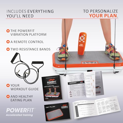 Elite Orange Powerfit Vibration Plate Exercise Machine - Full Body Workout