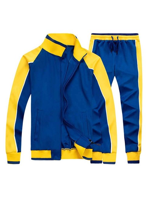 Litteking Men's Tracksuits Sweat Suit Casual Long Sleeve 2 Piece Outfit Sports Jogging Suits Set Blue 2XL