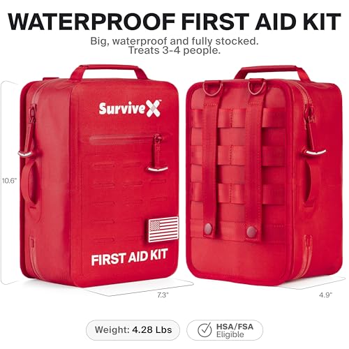Waterproof First Aid Kit for Emergency & Outdoor Use - 3-4 People