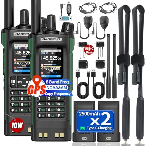 Long Range 10W Handheld Ham Radio with GPS NOAA Weather Receiver & USB-C Charging