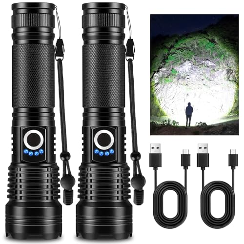 High Lumens Rechargeable LED Flashlight with 5 Modes, IPX6 Waterproof, 15H Runtime