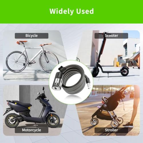 Heavy Duty Electric Scooter Lock 4FT 12mm Steel Cable with Mounting Bracket