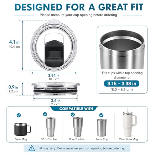 20 oz Magnetic Slider Replacement Lid for YETI Tumbler Spill-Resistant 3 Pack