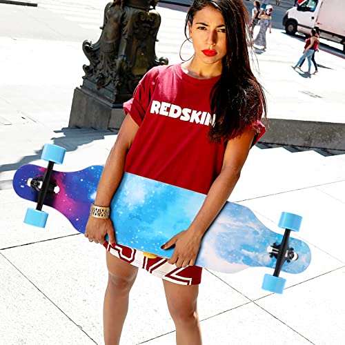 Spaceman Longboard Skateboard 41 Inch Drop Through Cruiser Complete with High-Speed Bearings & T-Tool