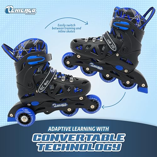 Kids Blue Inline Roller Skates with Protective Gear Set - Adjustable, Indoor & Outdoor