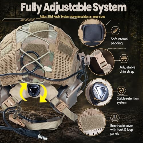 Lightweight Tactical Bump Helmet with Adjustable Fit & Noise Reduction Headset