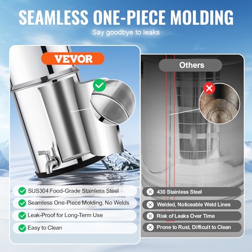 VEVOR 2.25G Stainless Steel Gravity Water Filter System Non-Visible Water Level
