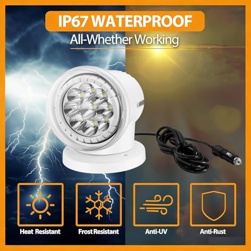 Search Light White - Wireless 60W LED Spotlight for Truck Boat Marine with Magnetic & Bracket Mounting