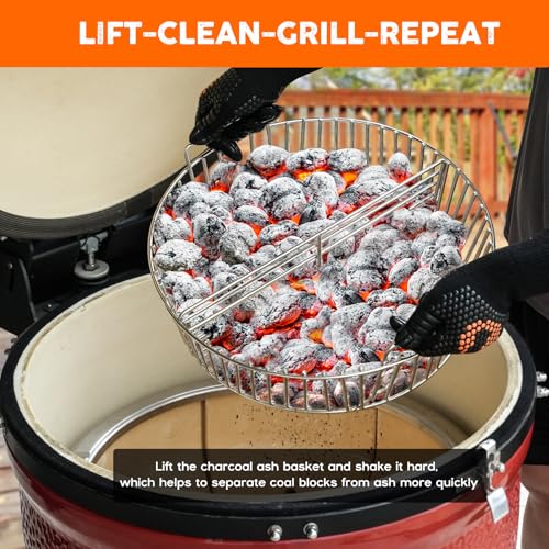 Onlyfire Heavy-Duty Stainless Steel Charcoal Ash Basket XL for 24" Green Egg