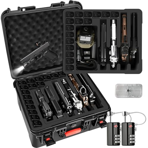 6 Pistol & 16 Magazine Gun Case with Lock - Modular Storage for Multiple Firearms