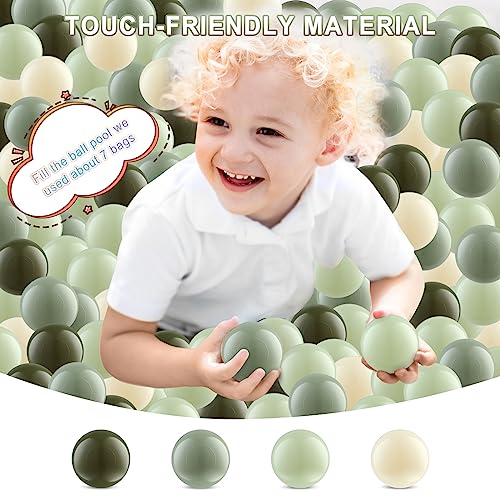 Clear Ball Pit Balls - 2.2 Inch Non-Toxic, Crush Proof Plastic Toy Balls, 100 Pack in Pearl Light Green, Green & White - Safe for Kids