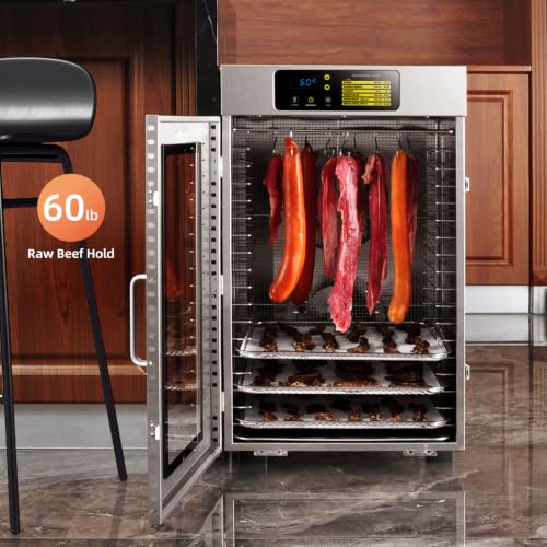 Commercial Food Dehydrator with 18 Trays 2000W Stainless Steel Large Capacity for Jerky Fruit Herbs