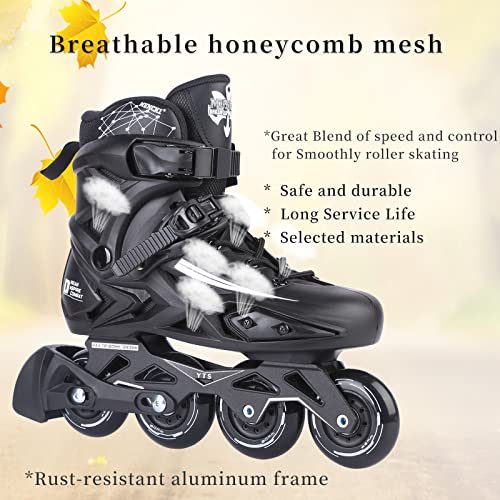 Men Women Black Inline Skates US 7/8 High Performance Recreational Skates