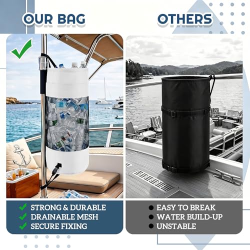 2 Pack Boat Mesh Trash Bags - White and Grey Portable Garbage Holders
