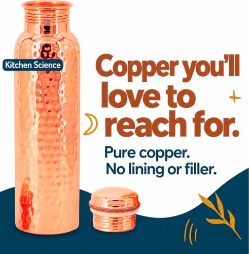 Hammered Copper Water Bottle 34oz - Leak-Proof, Ayurvedic Drinking Bottle