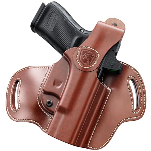 Tan Leather Hybrid OWB Holster for Glock 19X/23/32/44/45 - Right Hand