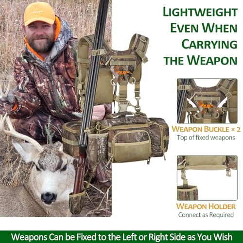 NEW VIEW Hunting Fanny Pack for Men with Rifle & Bow Holder - Camouflage Waist Pack & Chest Pack Upgrade
