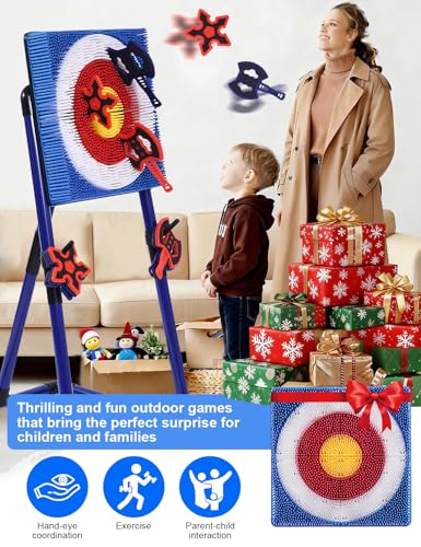 Stiatu Axe Throwing Game Set for Backyard & Indoor Play with 8 Foam Axes & Stars