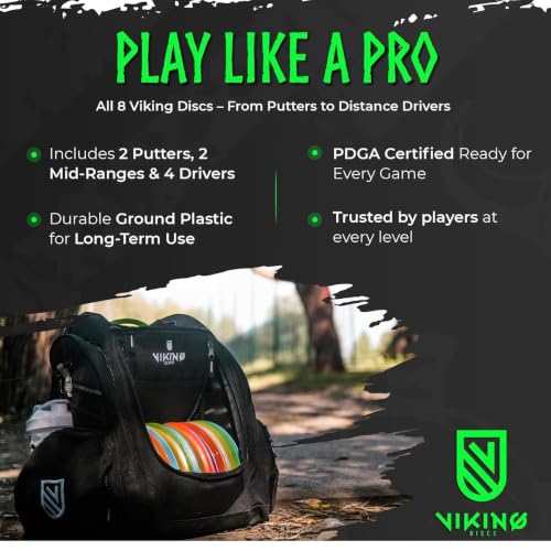 Disc Golf Set 8 Discs - PDGA Approved Complete Starter Pack for All Skill Levels