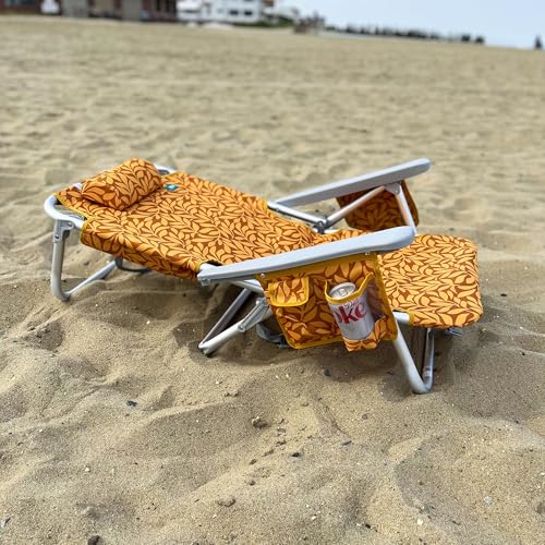 Bliss Hammocks Folding Backpack Beach Chair Recliner with Cooler - Amber Leaf Variant
