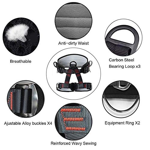 Climbing Safety Belt for Tree Climbing, Rescue, Roofing & Rappelling - Half Body Harness