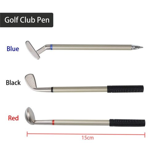 10L0L Golf Pen Holder, Golf Bag Pen Holder Golfs Club Ballpoint Pen, Office Desk Decoration, Business Souvenir Golfer Birthday Gifts for Men Women - Silver Black