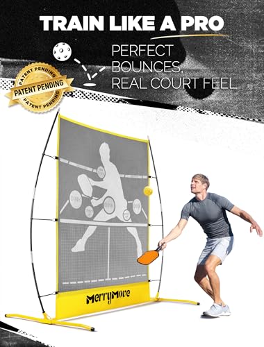 MerryMove Yellow 6FT Portable Pickleball Net & Rebounder Practice Set