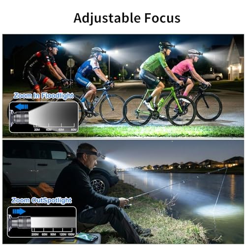 KunHe 20-Pack Rechargeable LED Headlamps 333 Lumens, Waterproof, 150M Beam, 3 Modes