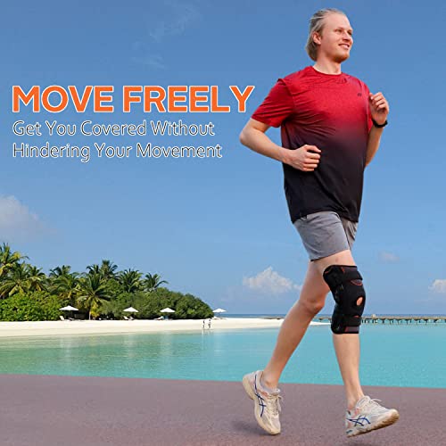 Hinged Knee Brace with Side Stabilizers - Black, Large - Supports & Pain Relief
