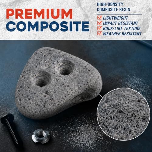 Rocky Mountain Climbing Gear 50 Large Screw-On Rock Holds - Natural Gray, Made in USA