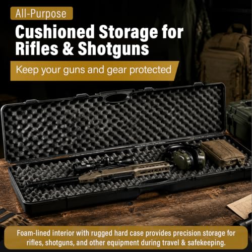 53.9-Inch Locking Rifle Storage Case with Foam & Waterproof Seal - Black