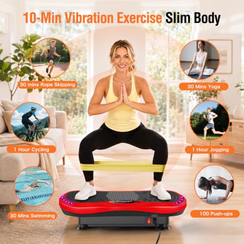 Red Vibration Plate Exercise Machine for Full-Body Fat Loss & Sculpting with Adjustable Speeds