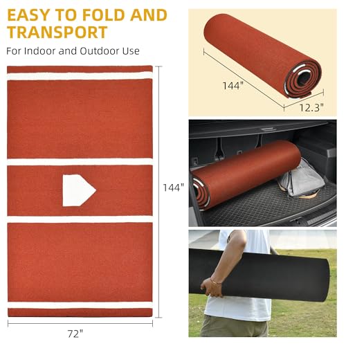 Shopsource Red Baseball Batting Mat 12ft x 6ft Softball Hitting Turf