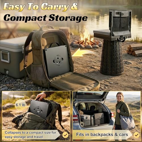 Heavy Duty Collapsible Camping Stool with Backrest & Thick Cushion, 1000lbs Capacity