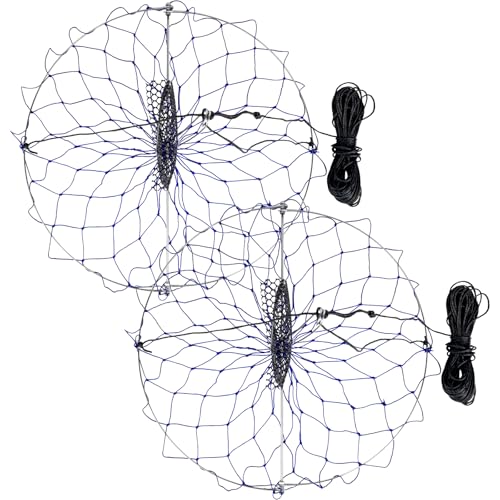Castable Crab Trap Kit - Foldable 24-Inch Net with 110ft Line & Bait Pin - Variation CN004A-2